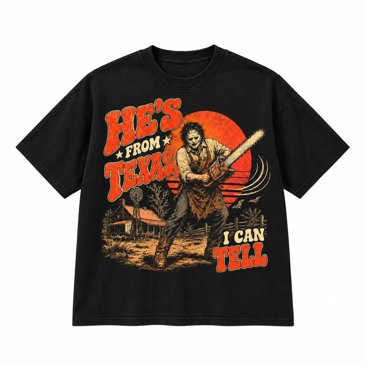 HE’S FROM TEXAS Retro Horror Sweatshirt & Hoodie