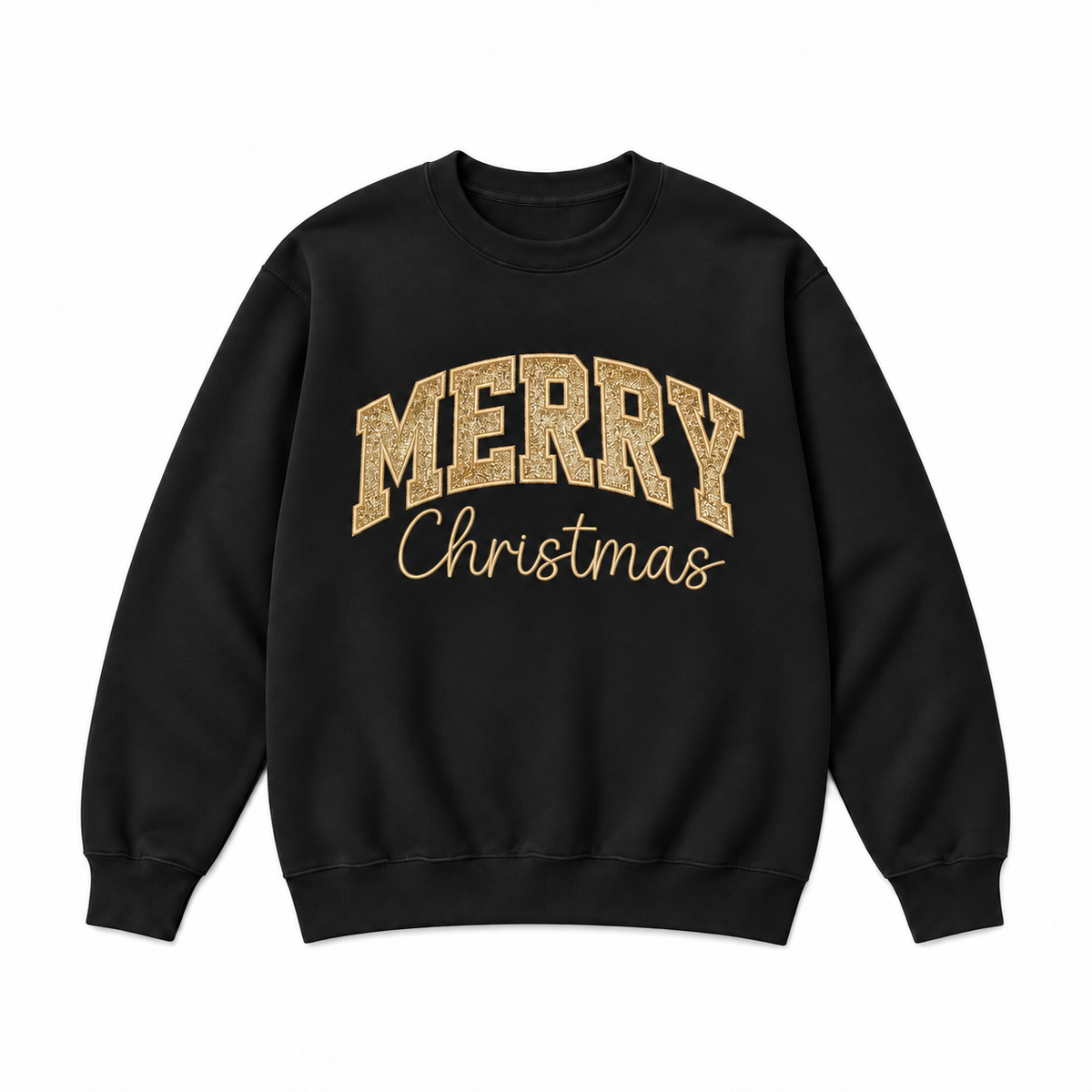 Merry Christmas Glitter Embroidered Holiday Apparel