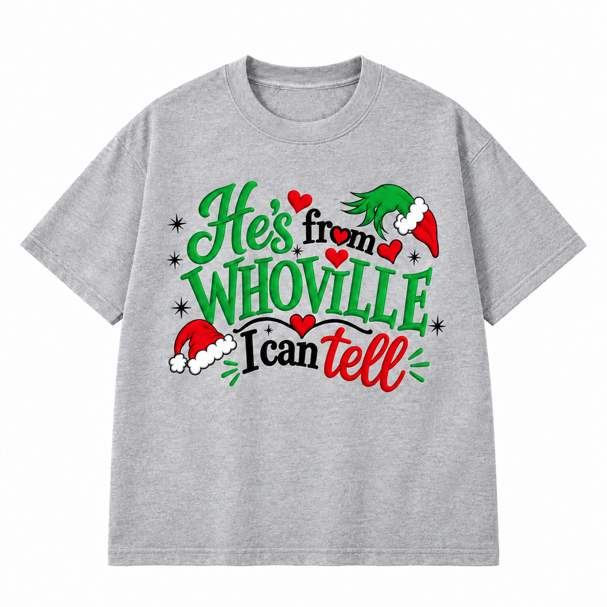 He’s From Whoville I Can Tell Embroidered Christmas Sweatshirt & Hoodie