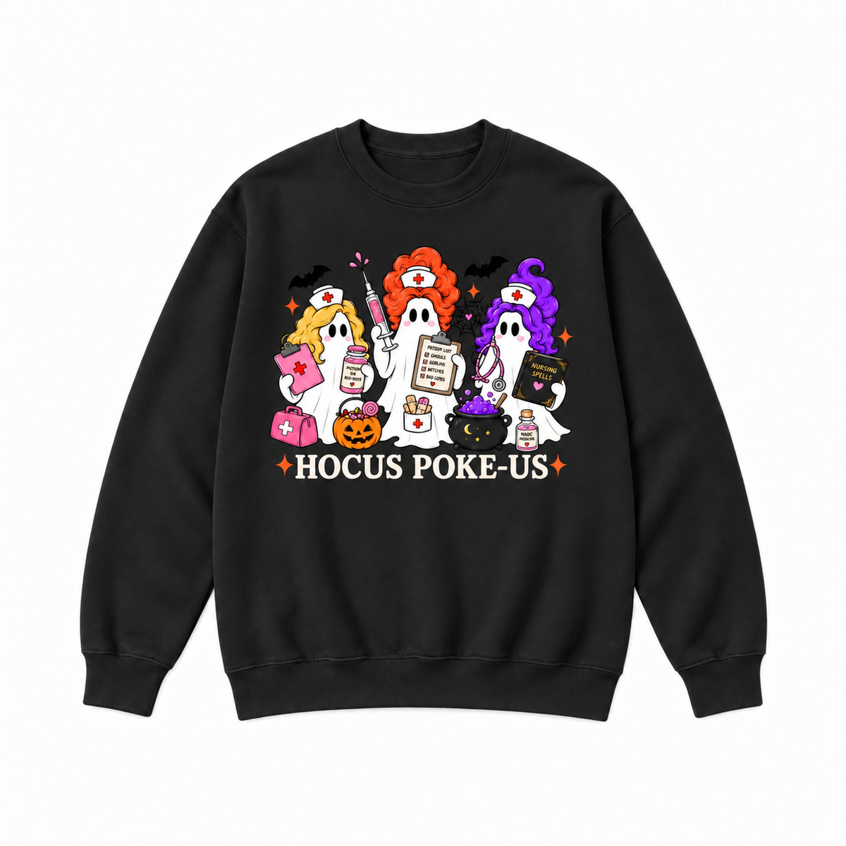 Hocus Poke-US Halloween Nurse Ghost Graphic Apparel
