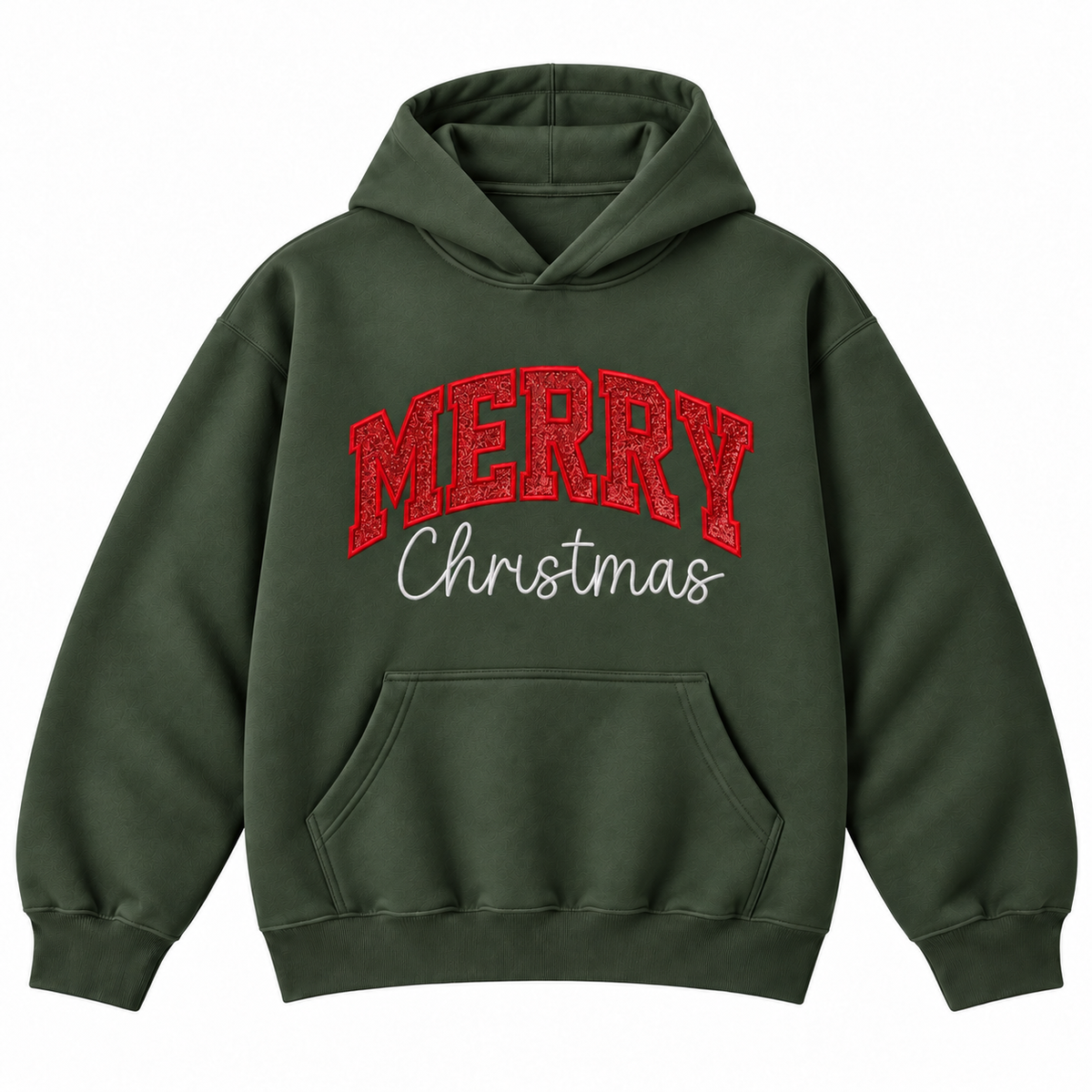 Merry Christmas Glitter Embroidered Holiday Apparel
