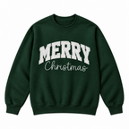 Merry Christmas Glitter Embroidered Holiday Apparel