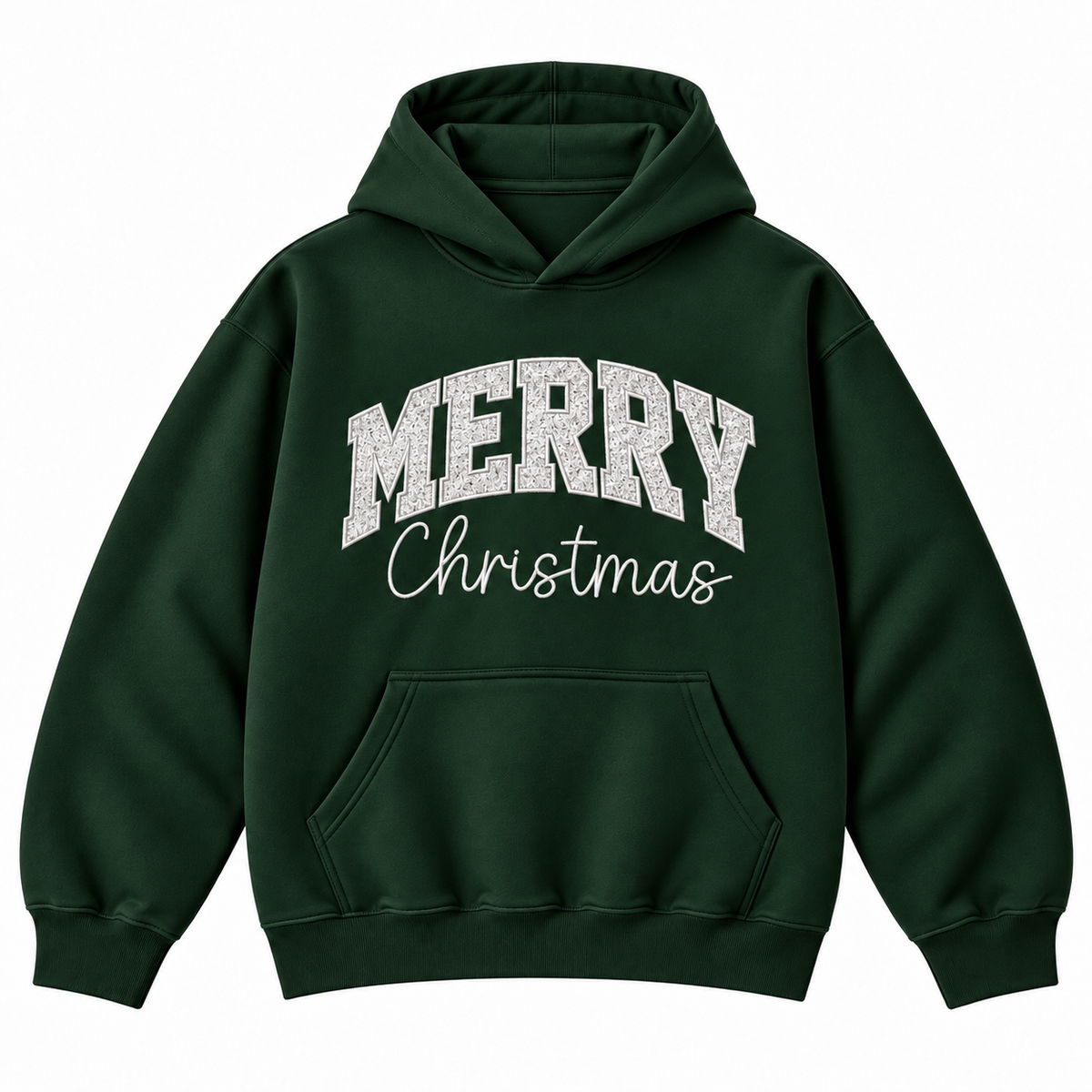 Merry Christmas Glitter Embroidered Holiday Apparel
