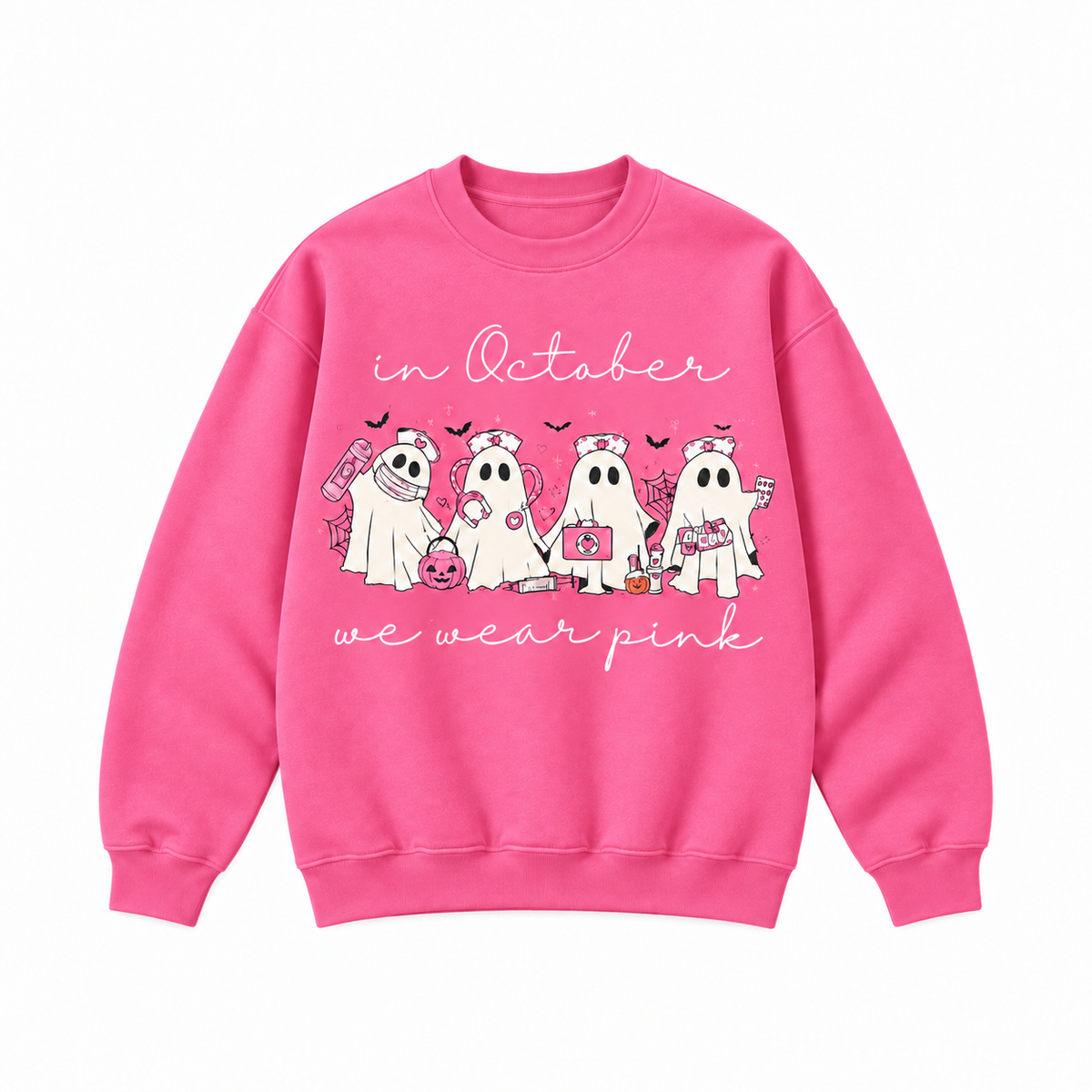 In October We Wear Pink Ghost Nurse Sweatshirt & Hoodie