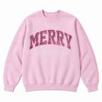 Merry Christmas Glitter Embroidered Holiday Apparel