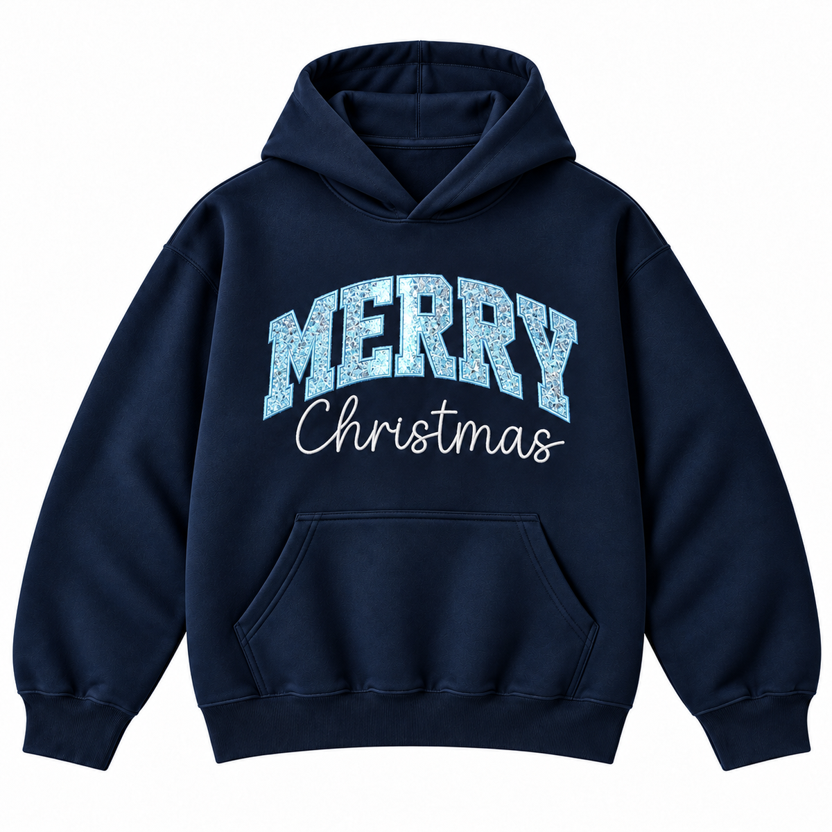 Merry Christmas Glitter Embroidered Holiday Apparel