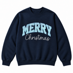Merry Christmas Glitter Embroidered Holiday Apparel