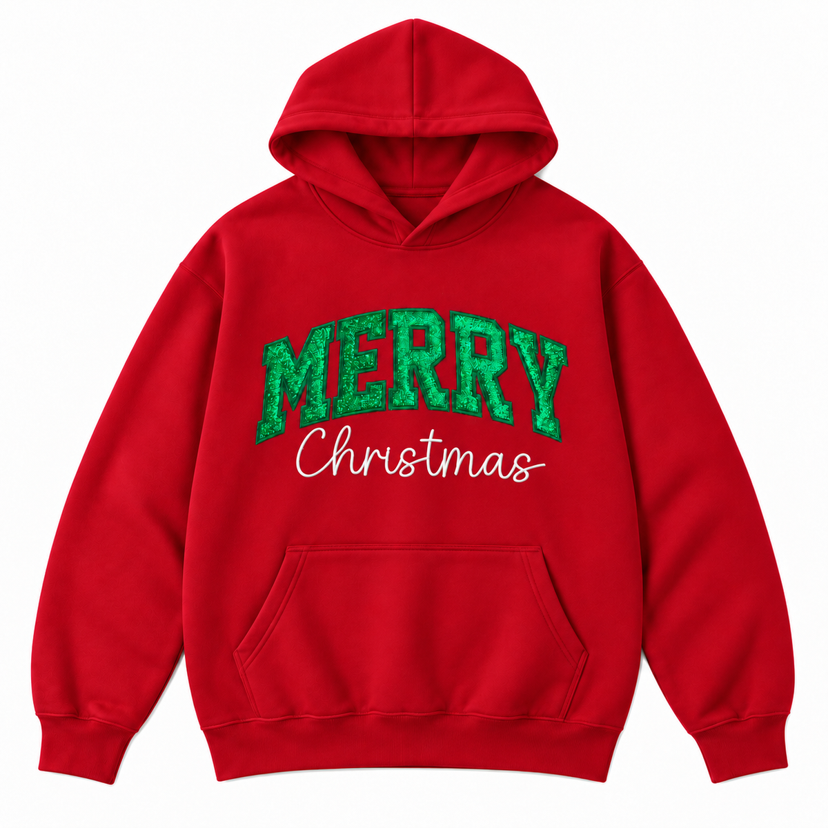 Merry Christmas Glitter Embroidered Holiday Apparel