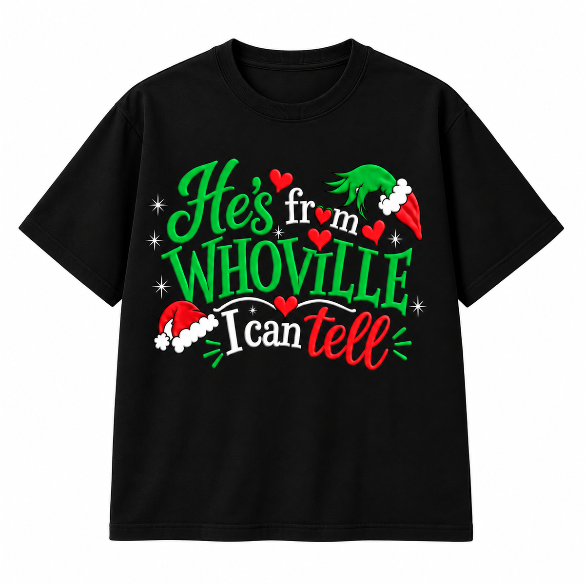 He’s From Whoville I Can Tell Embroidered Christmas Sweatshirt & Hoodie