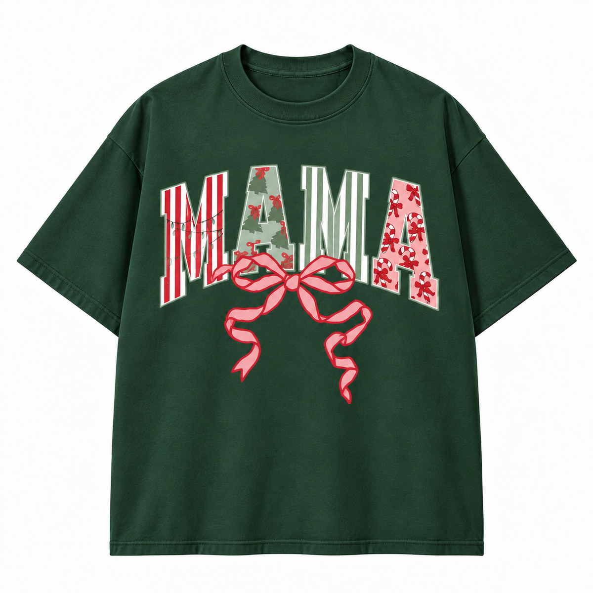 Christmas Mama Bow Holiday Graphic Apparel