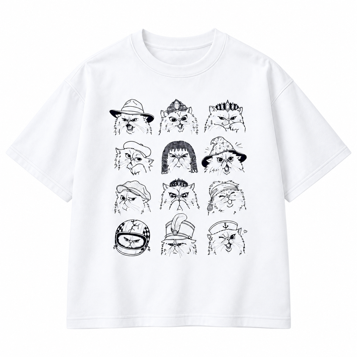 Funny Cat Faces Hat Collection Graphic Apparel
