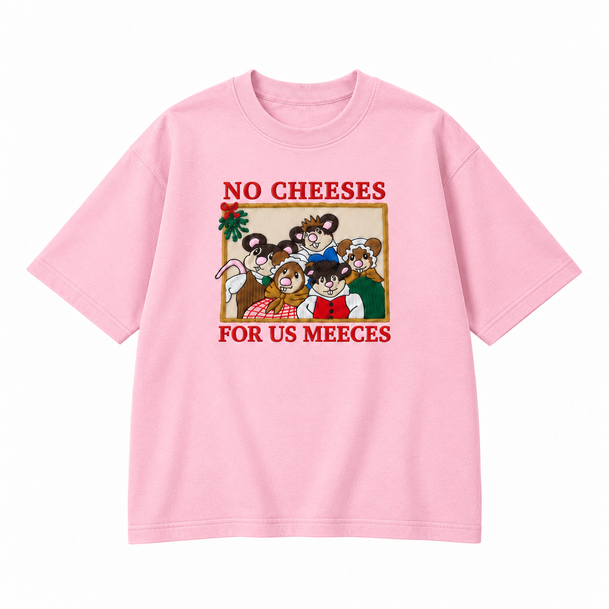 No Cheeses For Us Meecees Christmas Mice Embroidered Apparel