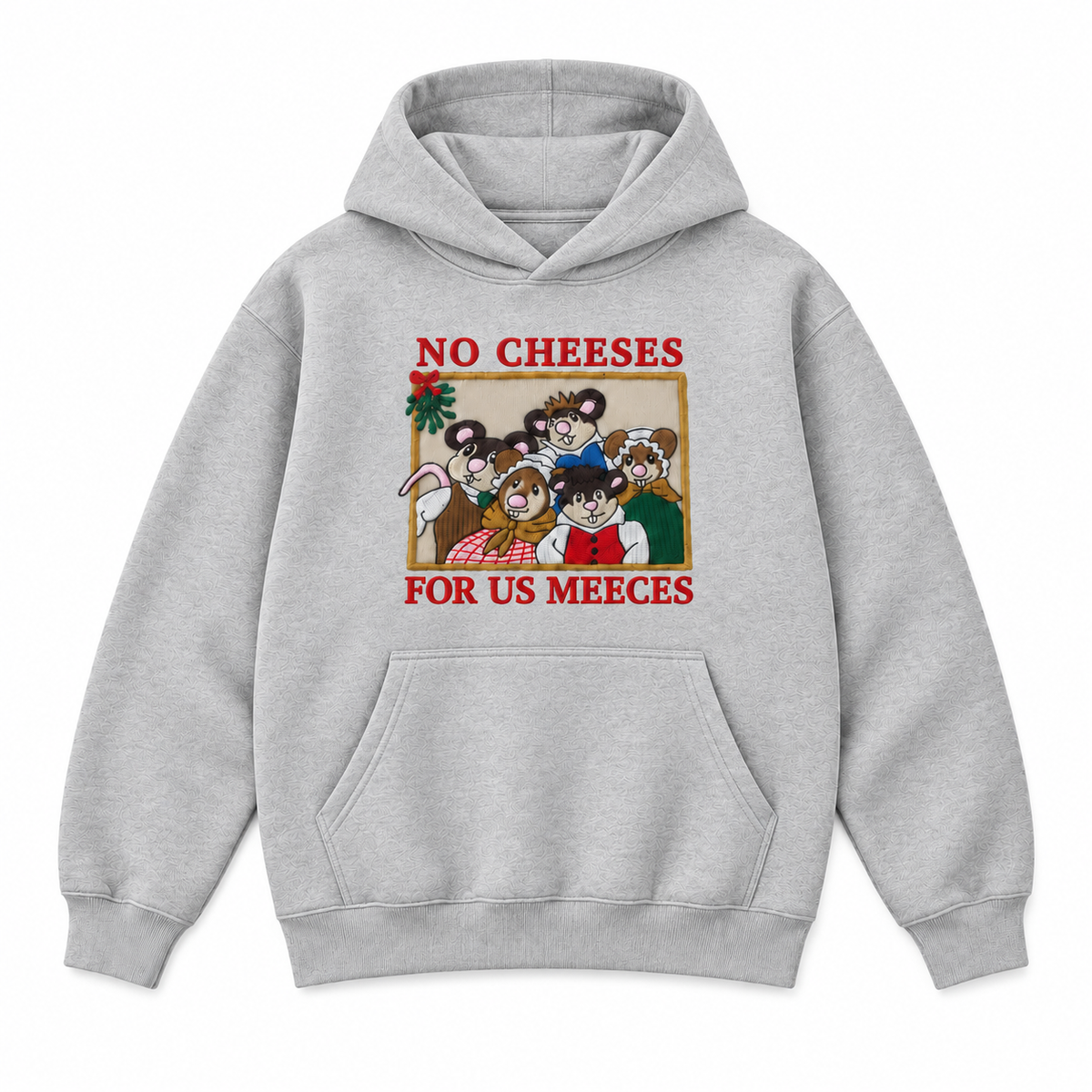 No Cheeses For Us Meecees Christmas Mice Embroidered Apparel
