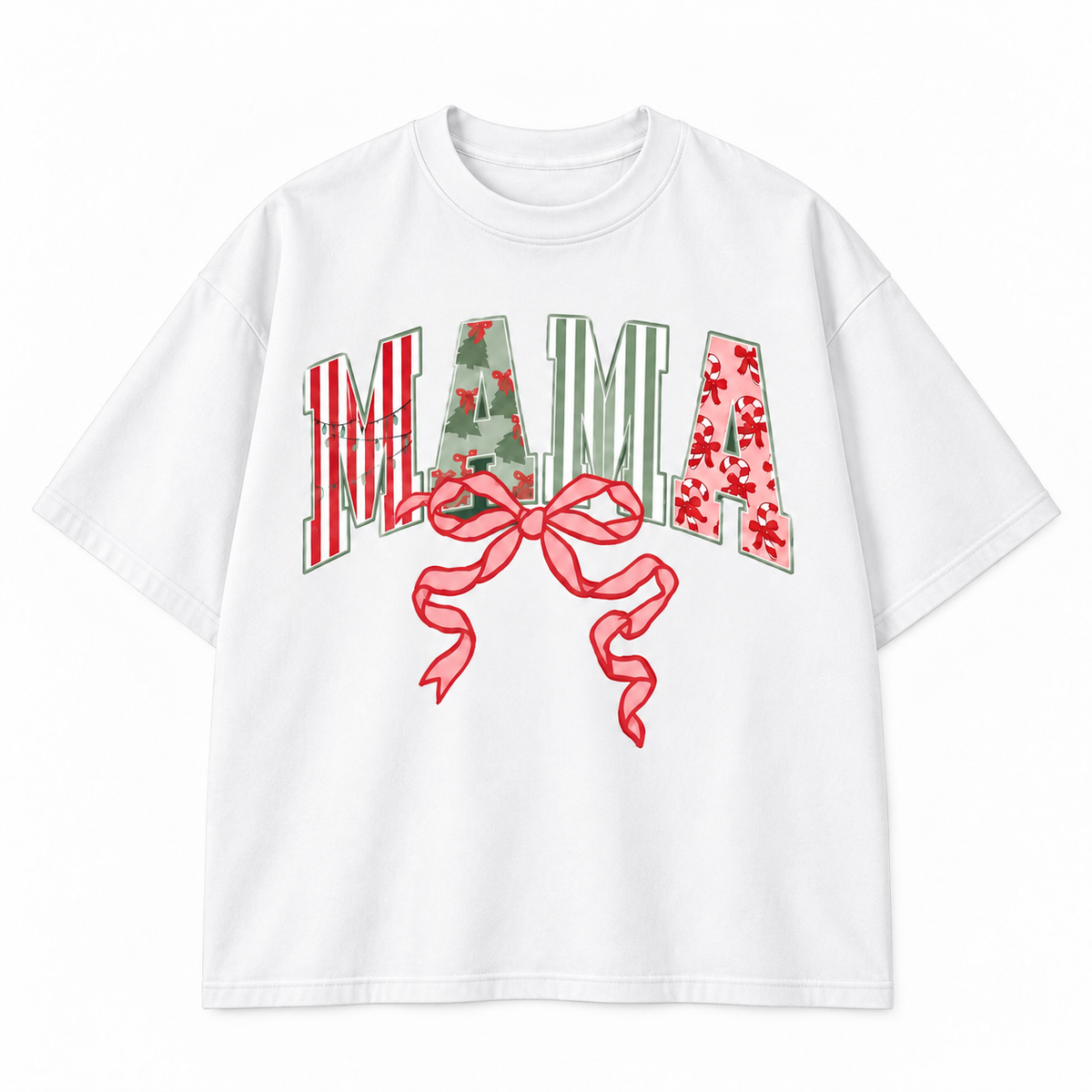 Christmas Mama Bow Holiday Graphic Apparel