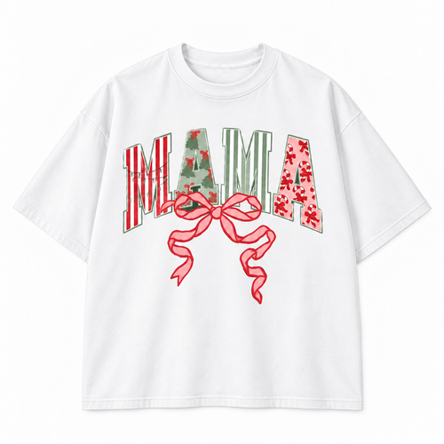 Christmas Mama Bow Holiday Graphic Apparel