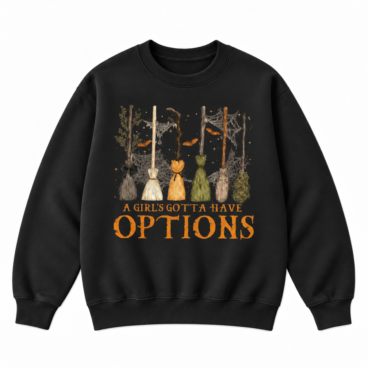 A Girl’s Gotta Have Options Halloween Broom Graphic Apparel