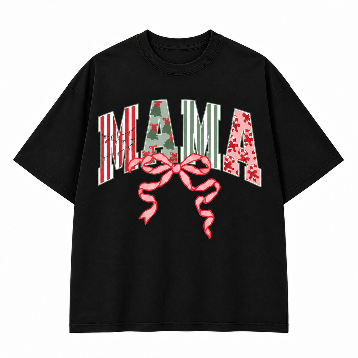 Christmas Mama Bow Holiday Graphic Apparel