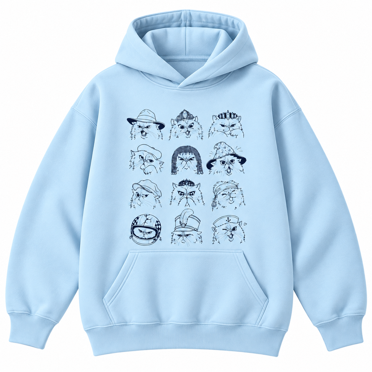 Funny Cat Faces Hat Collection Graphic Apparel