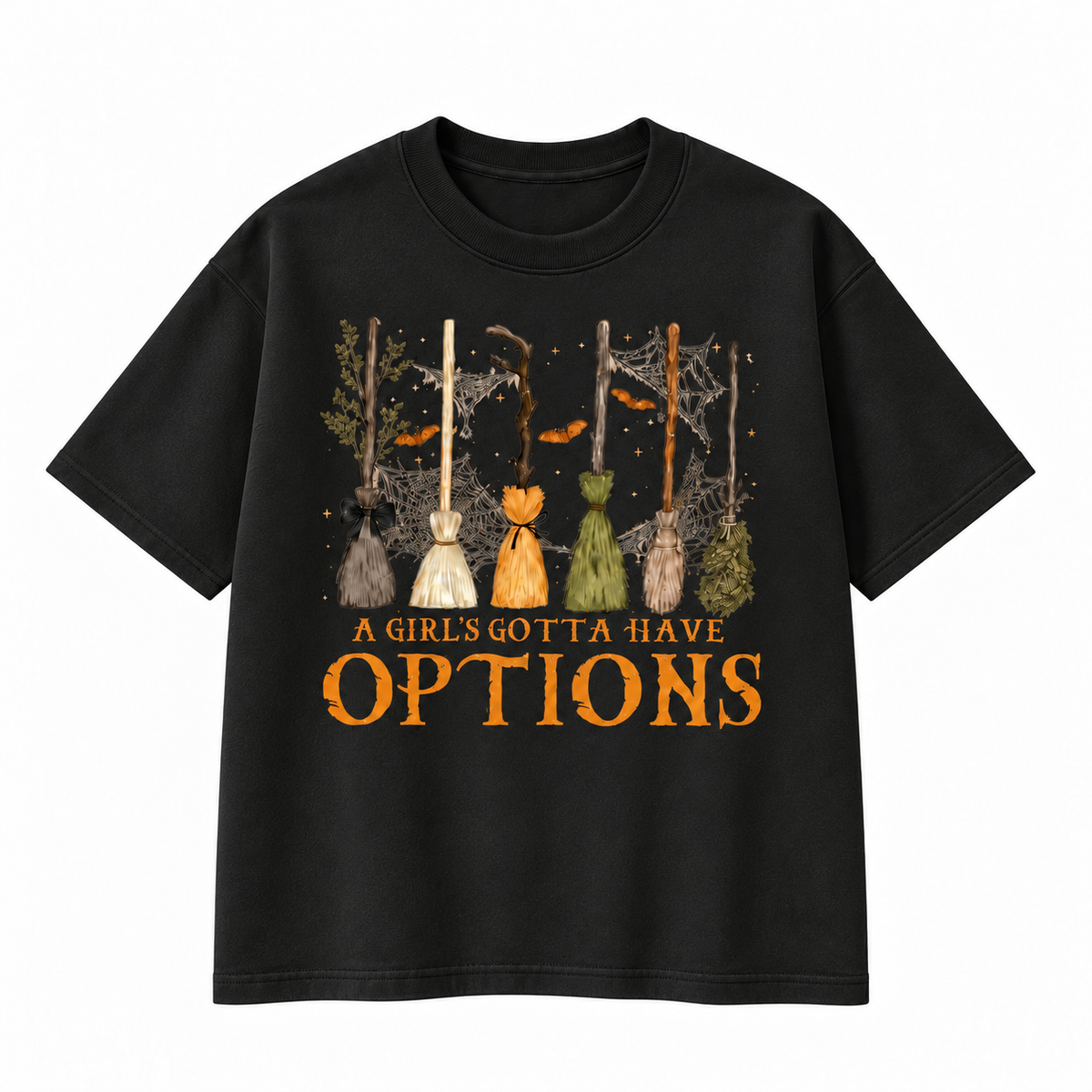 A Girl’s Gotta Have Options Halloween Broom Graphic Apparel
