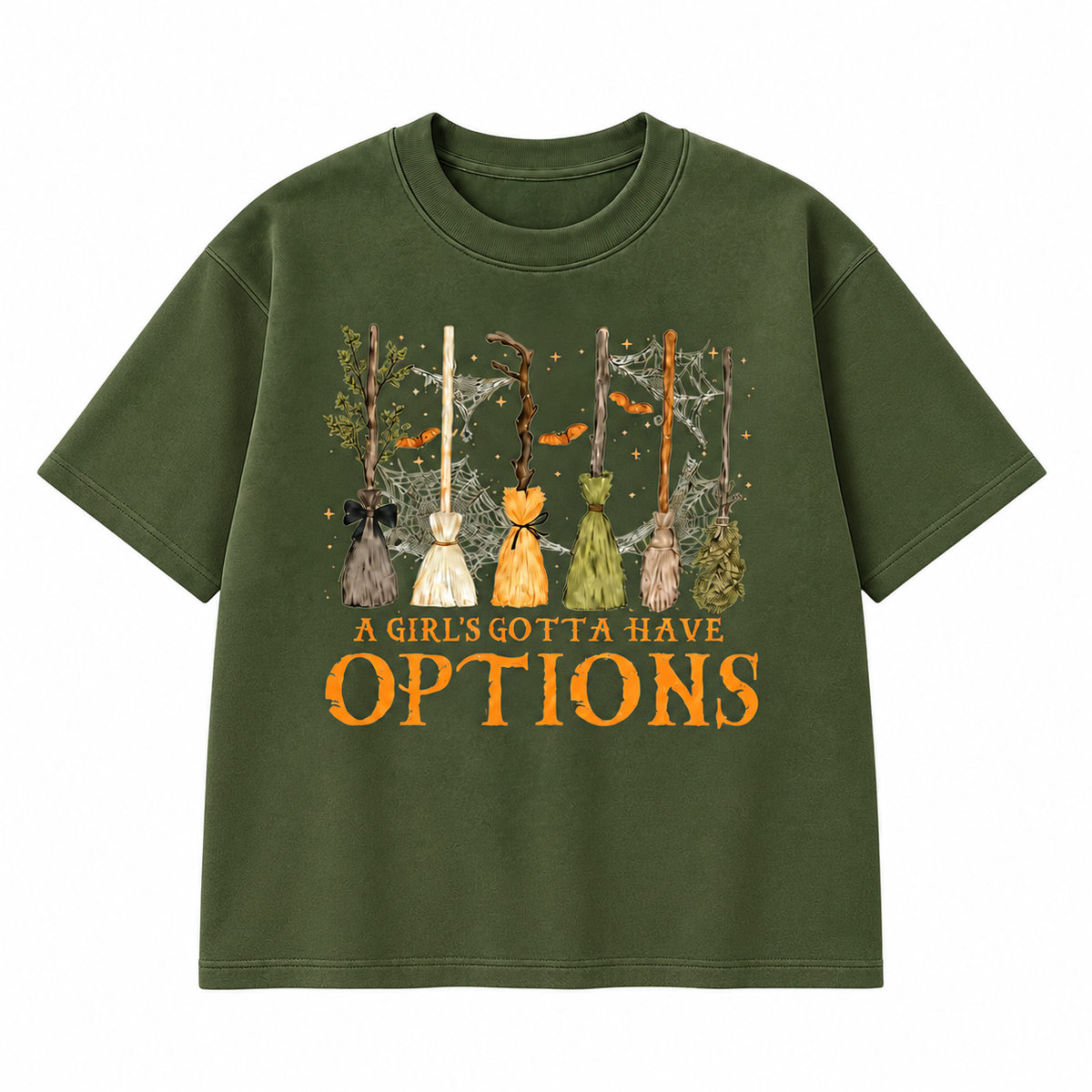 A Girl’s Gotta Have Options Halloween Broom Graphic Apparel