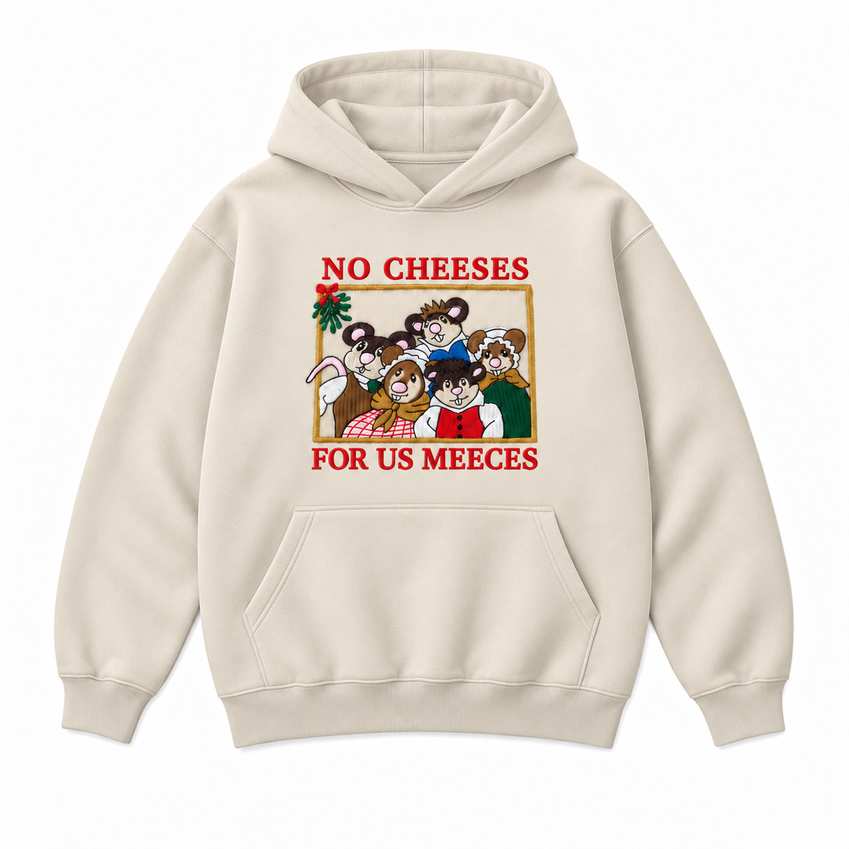 No Cheeses For Us Meecees Christmas Mice Embroidered Apparel