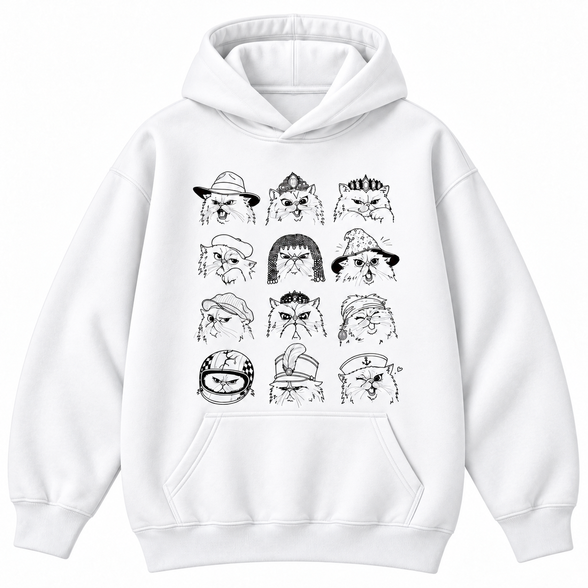 Funny Cat Faces Hat Collection Graphic Apparel