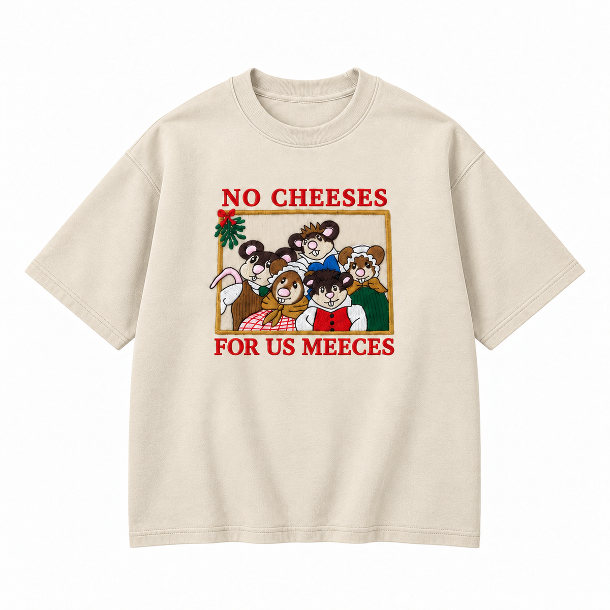 No Cheeses For Us Meecees Christmas Mice Embroidered Apparel