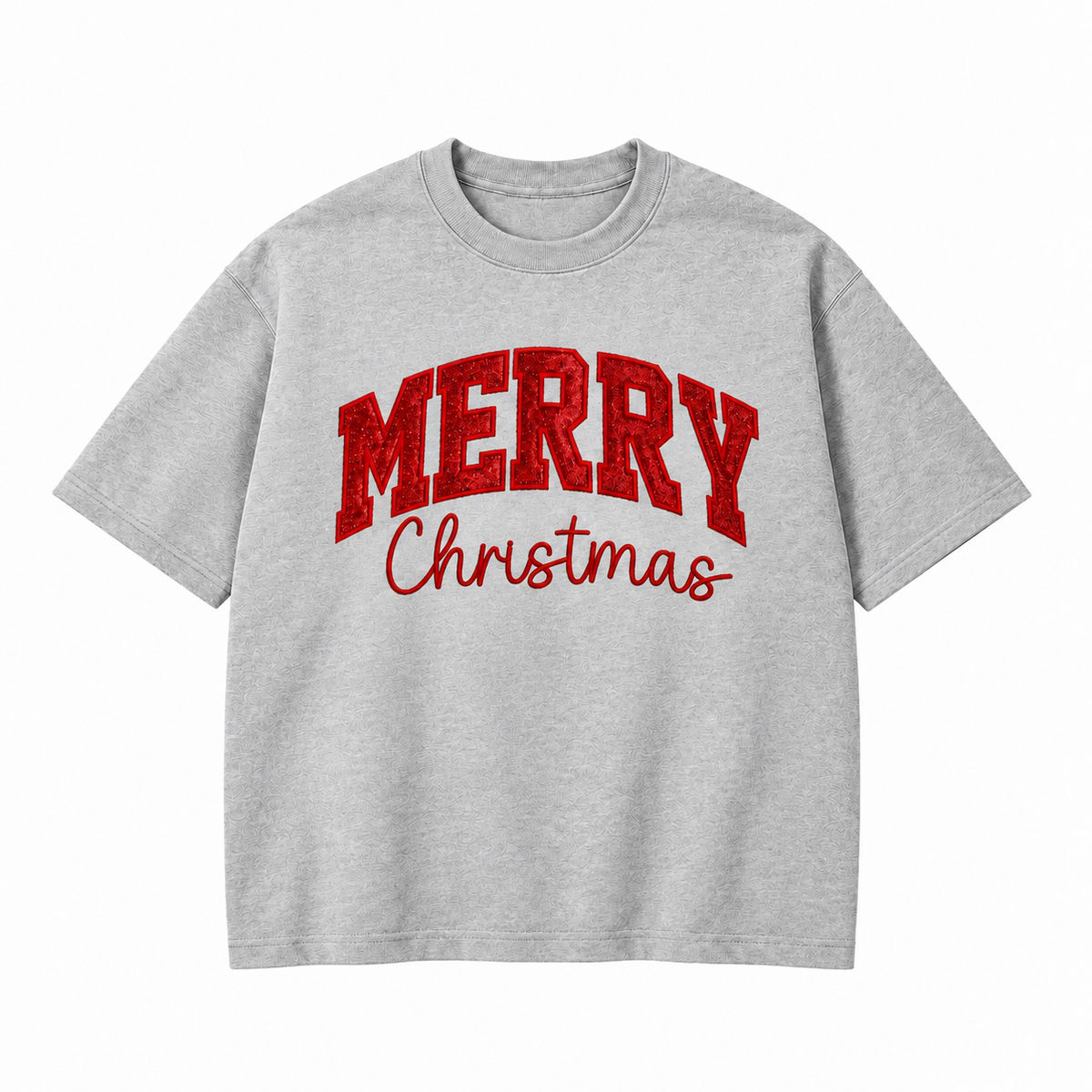Merry Christmas Glitter Embroidered Holiday Apparel