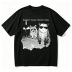SUPPORT LOCAL STREET CATS FUNNY WILDLIFE GRAPHIC T-SHIRT