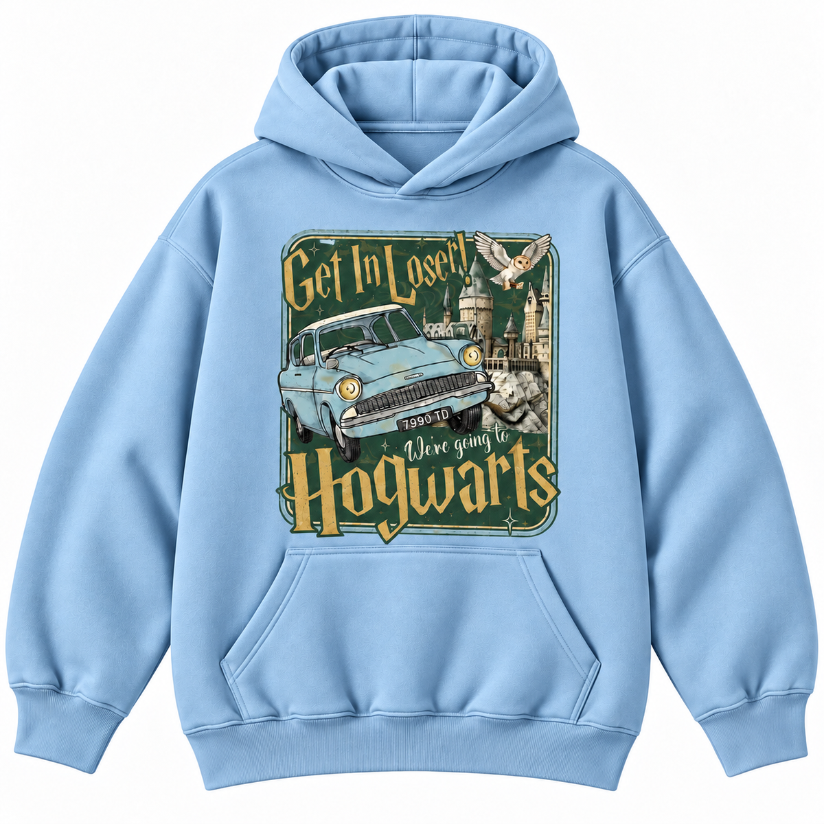 Vintage Magic Flying Car Castle Graphic Apparel