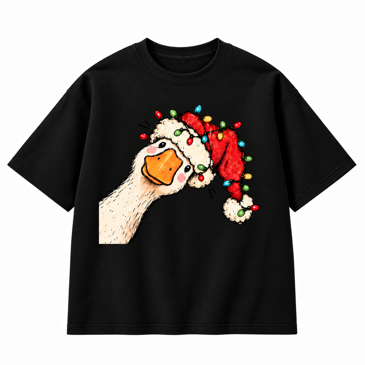 Funny Christmas Goose Santa Hat Graphic Apparel