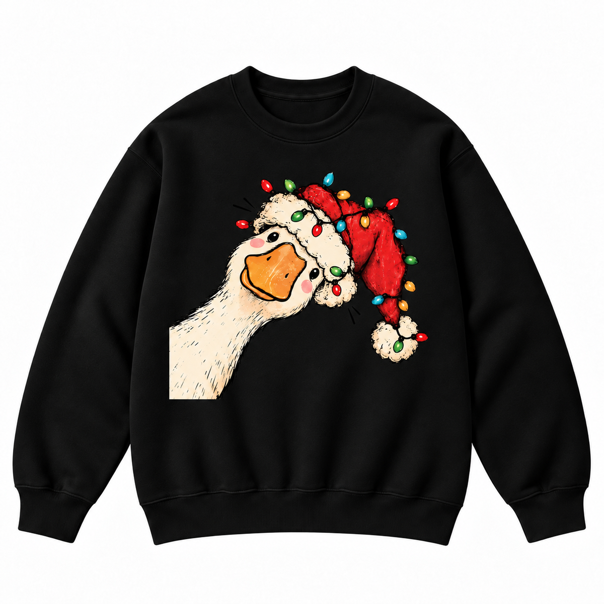 Funny Christmas Goose Santa Hat Graphic Apparel