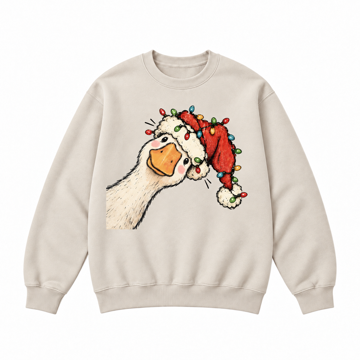 Funny Christmas Goose Santa Hat Graphic Apparel