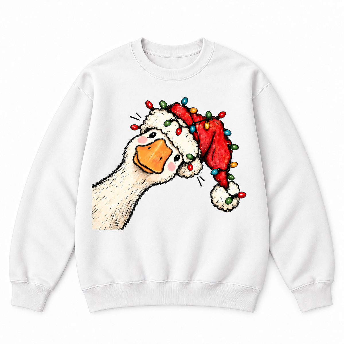 Funny Christmas Goose Santa Hat Graphic Apparel