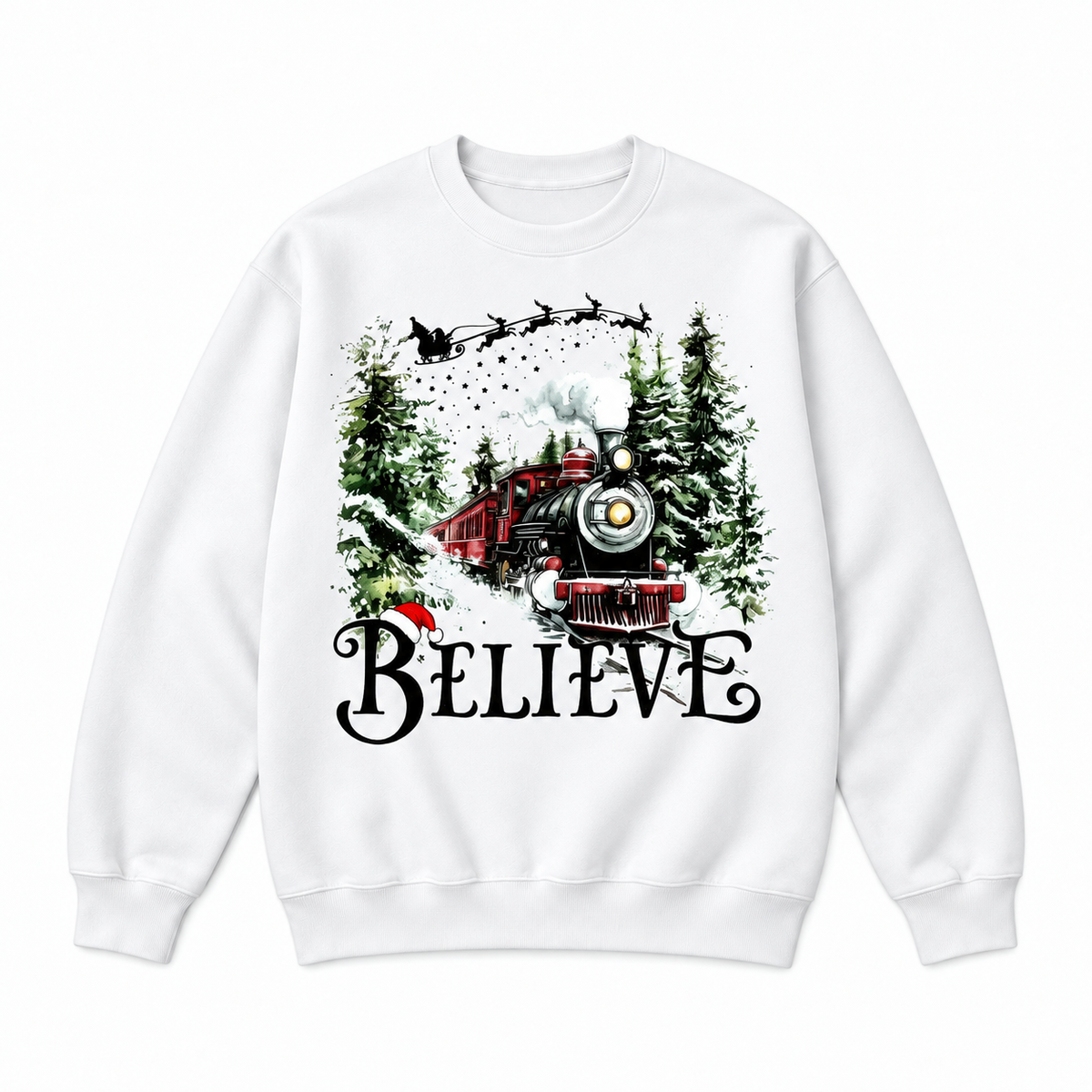 Believe Christmas Train Holiday Graphic Apparel