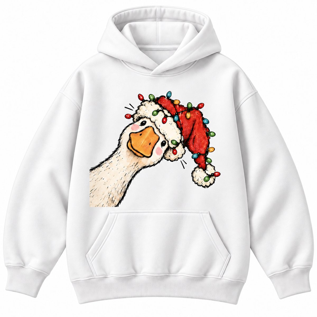 Funny Christmas Goose Santa Hat Graphic Apparel