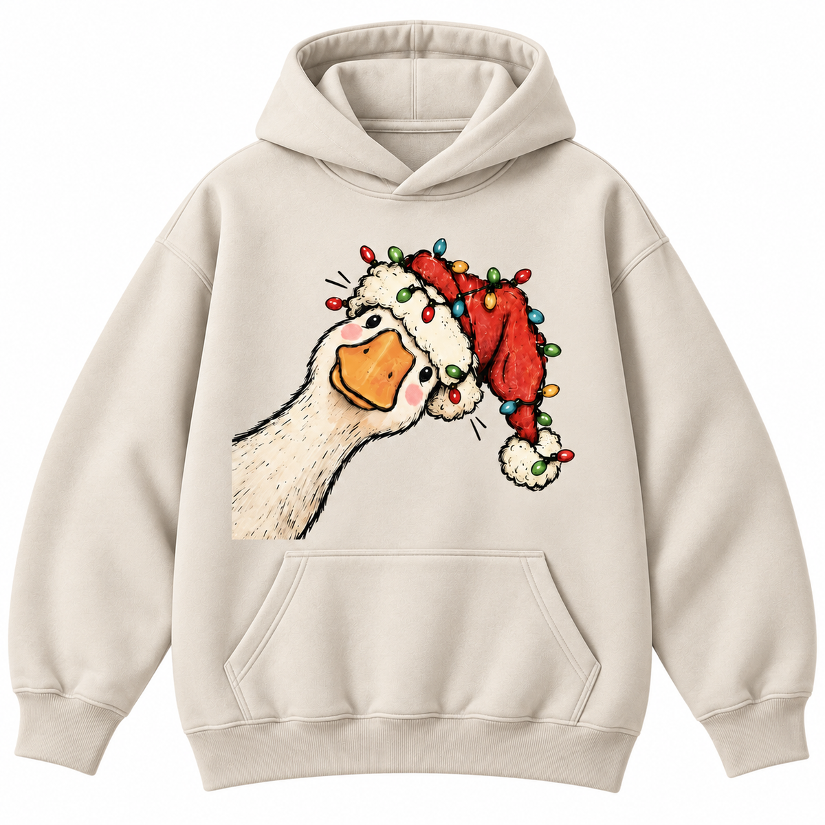 Funny Christmas Goose Santa Hat Graphic Apparel