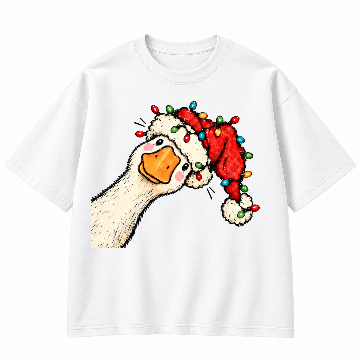 Funny Christmas Goose Santa Hat Graphic Apparel