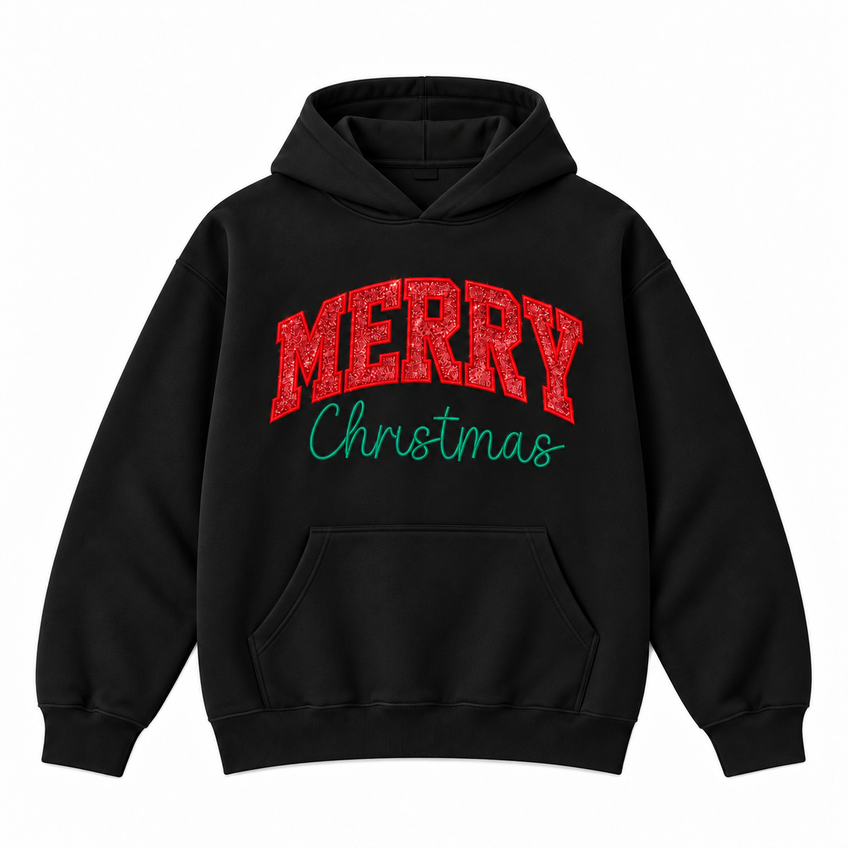 Merry Christmas Glitter Embroidered Holiday Apparel