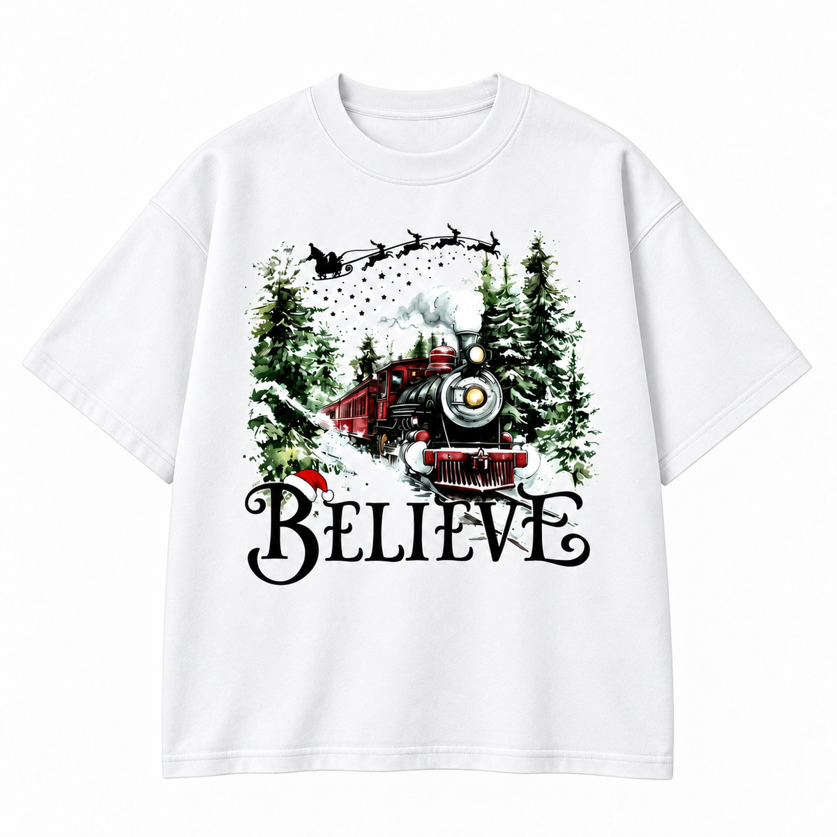 Believe Christmas Train Holiday Graphic Apparel