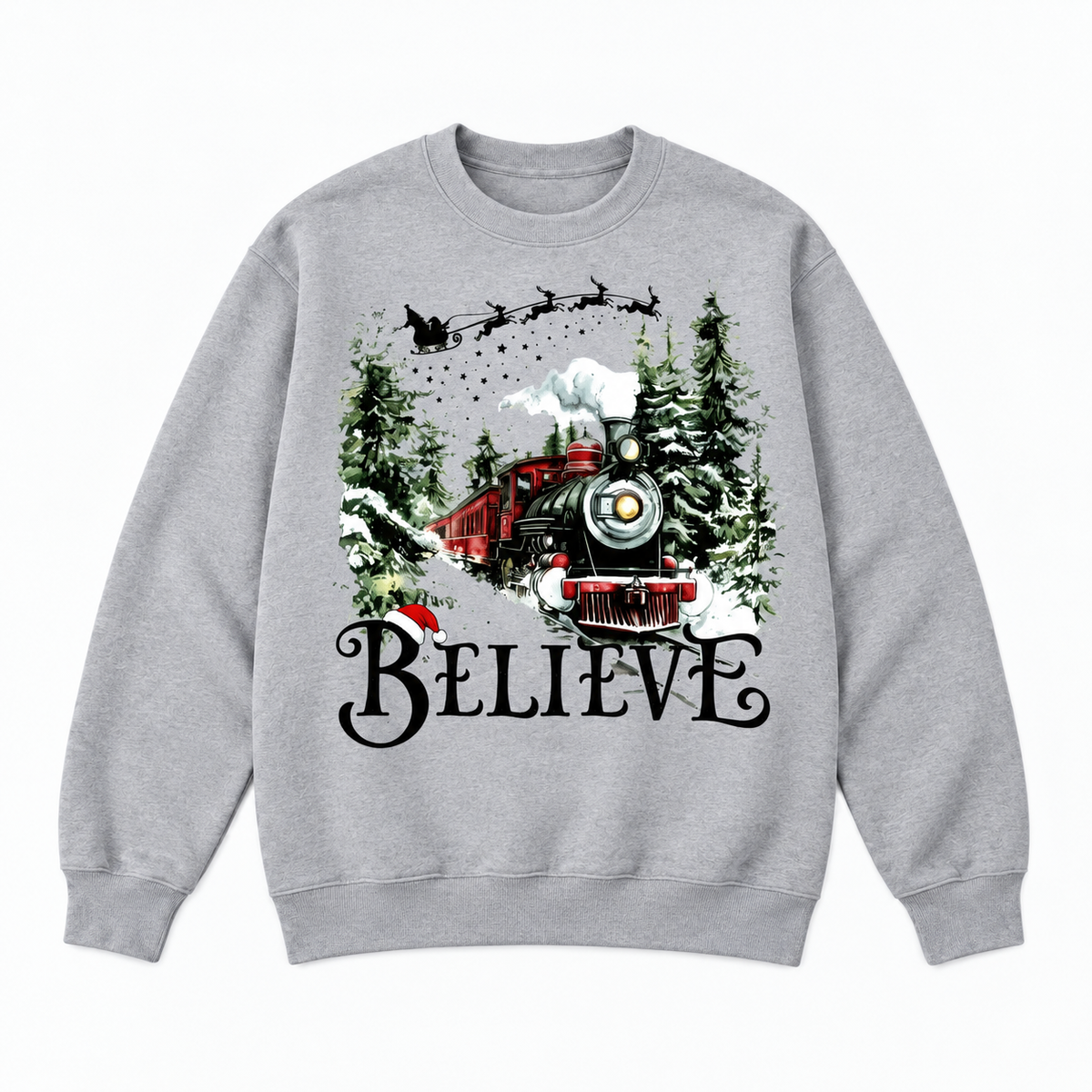 Believe Christmas Train Holiday Graphic Apparel