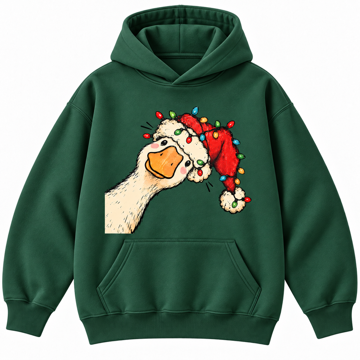 Funny Christmas Goose Santa Hat Graphic Apparel