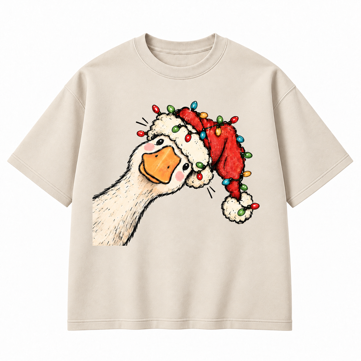 Funny Christmas Goose Santa Hat Graphic Apparel