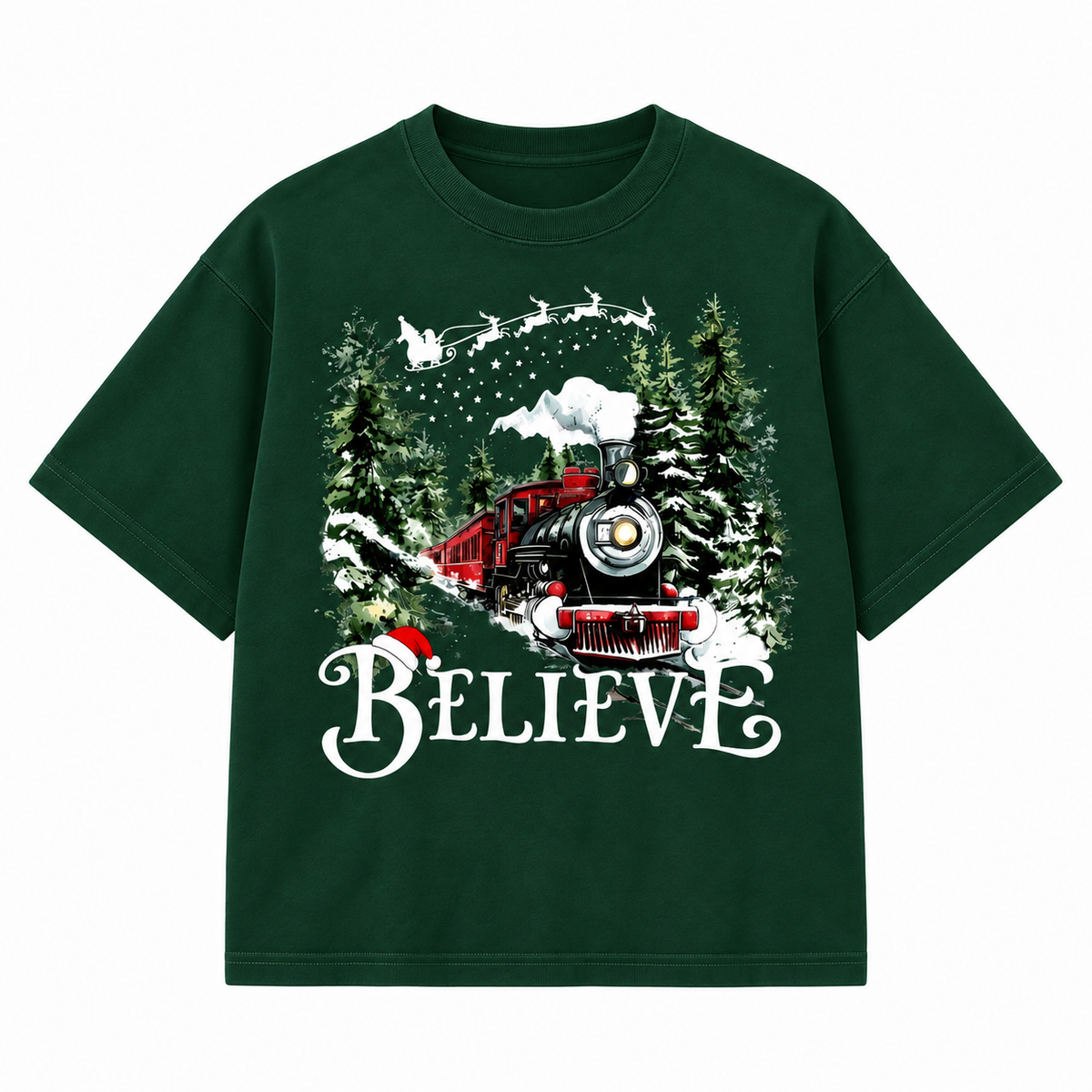 Believe Christmas Train Holiday Graphic Apparel