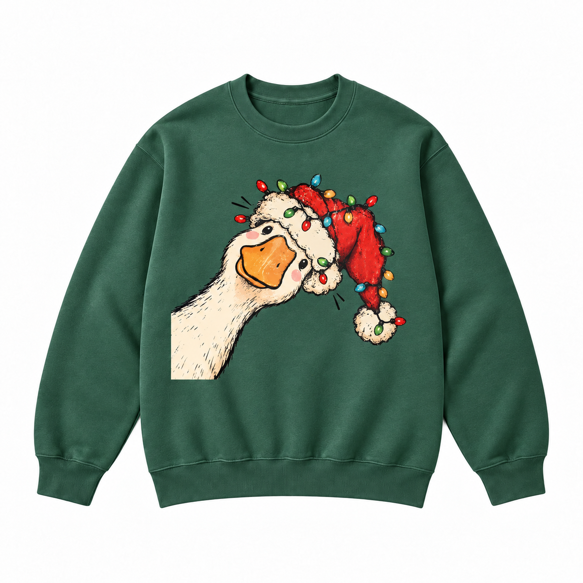 Funny Christmas Goose Santa Hat Graphic Apparel