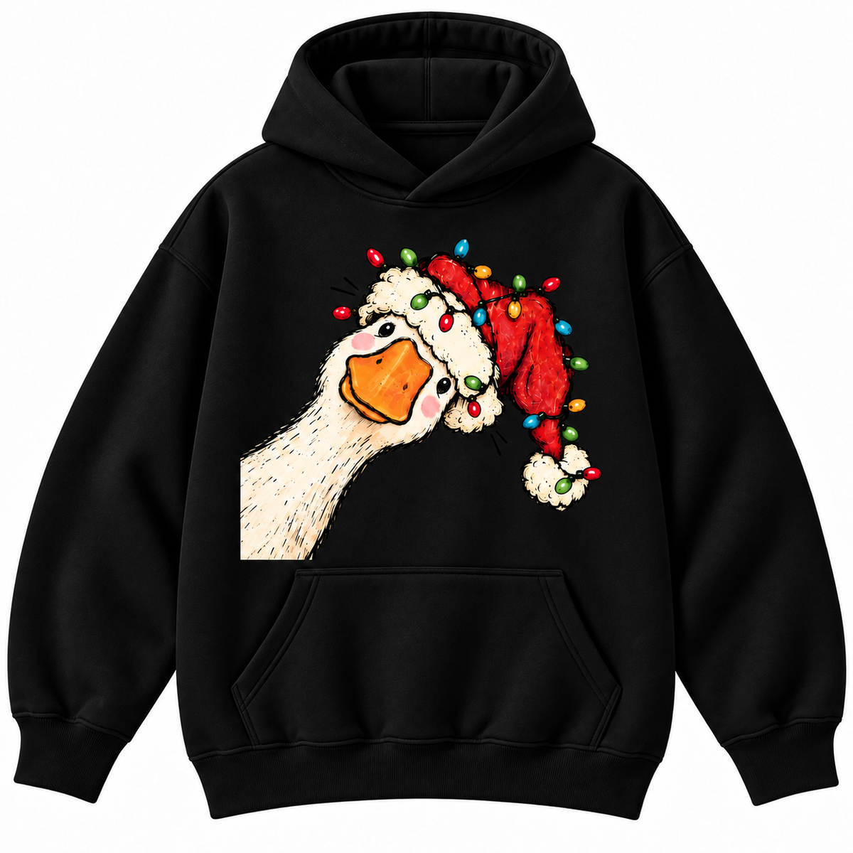 Funny Christmas Goose Santa Hat Graphic Apparel