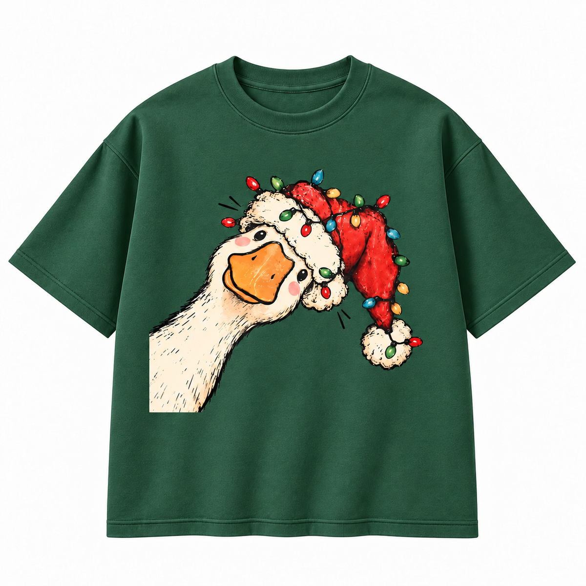 Funny Christmas Goose Santa Hat Graphic Apparel