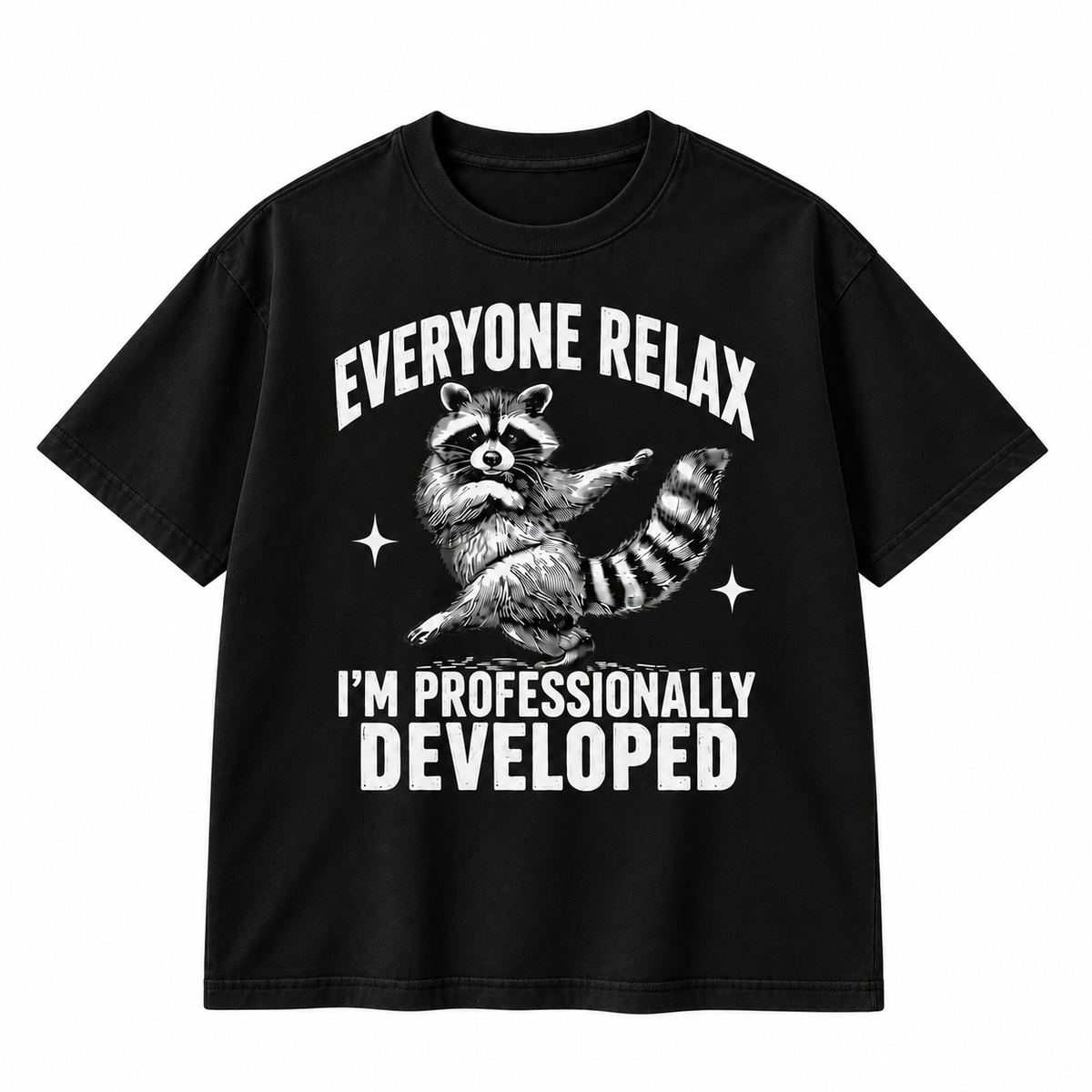 Everyone Relax I’m Professionally Developed Funny Raccoon Graphic Apparel