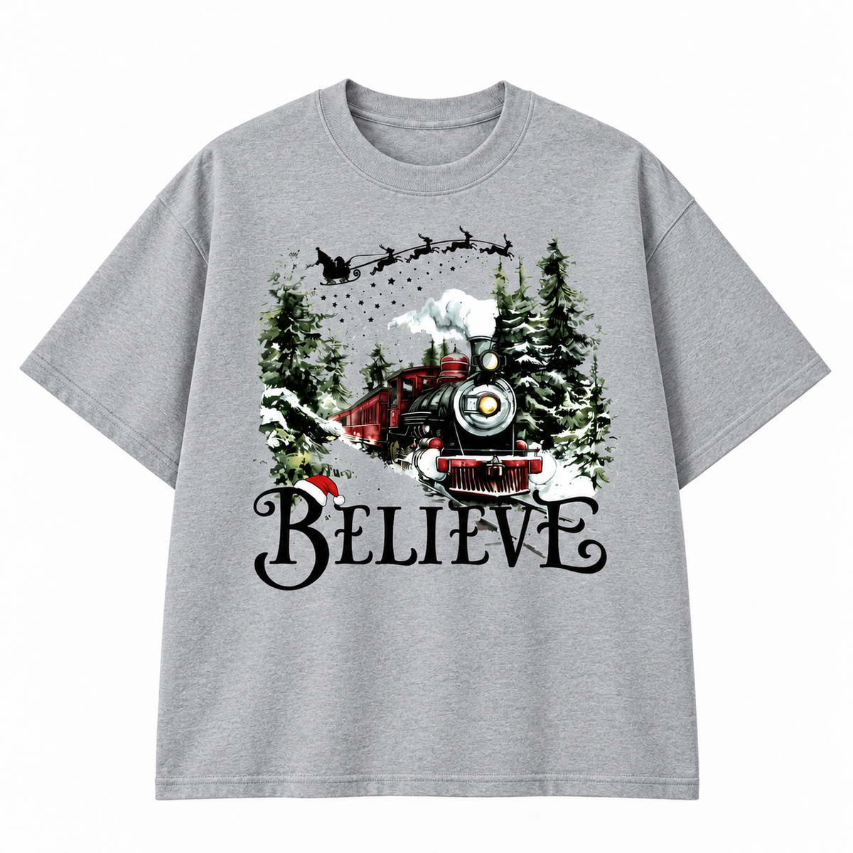 Believe Christmas Train Holiday Graphic Apparel