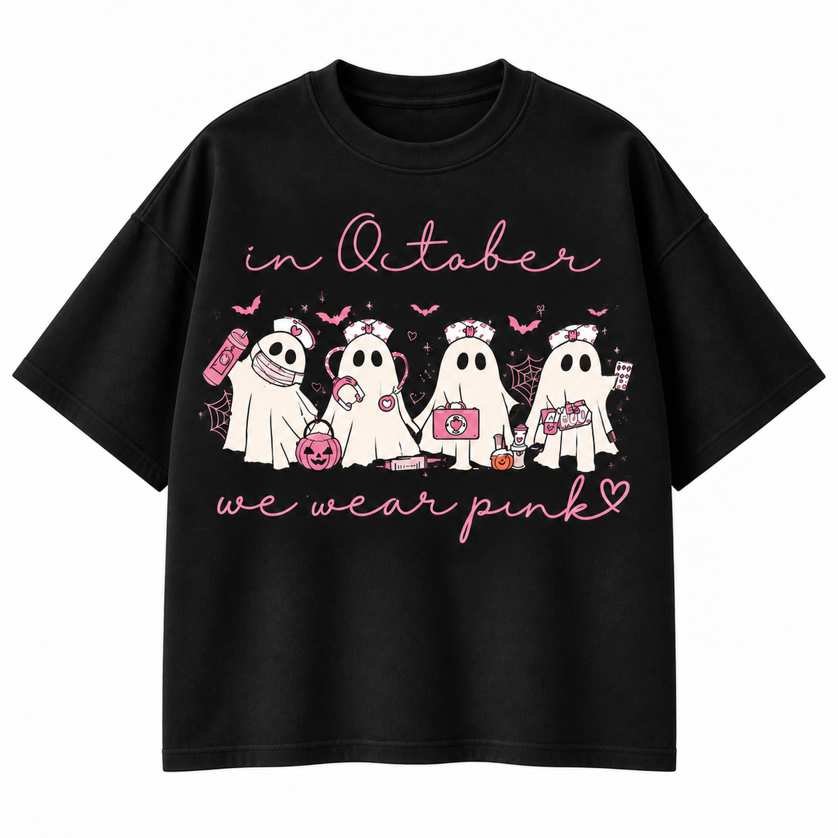 In October We Wear Pink Ghost Nurse Sweatshirt & Hoodie